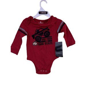 NEW Ohio State Buckeyes "Built Tough" Red  OSU LS One Piece Infant Boys (6-12)